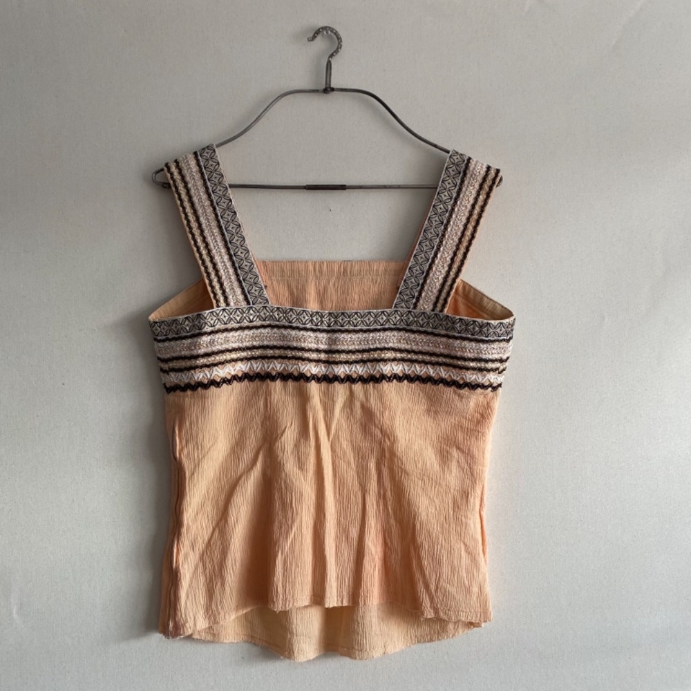 Vintage Peach Midi Dress with Black & Cream Trim - Picture 5 of 15
